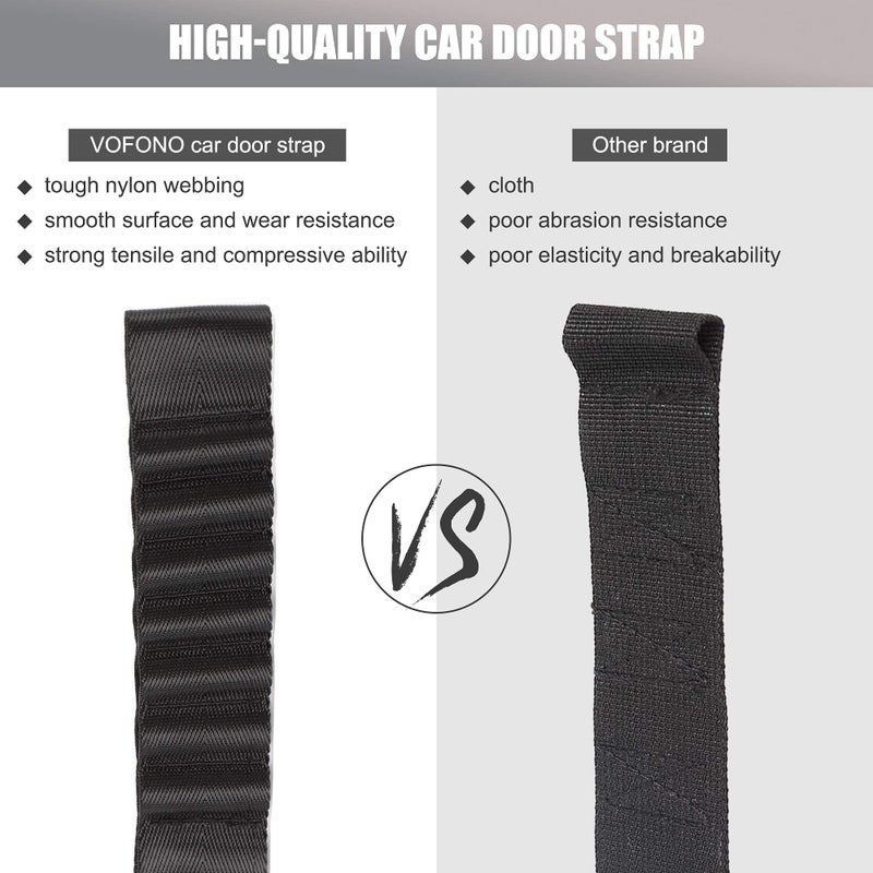 VOFONO 2 PCS Updated Heavy Duty Strong Adjustable Door Limiting Check Strap with Zipper Perfect for Jeep Wrangler Black Pack of 2 - Image 4